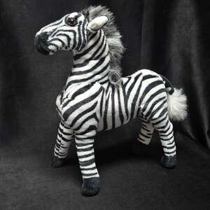 Lifelike Zebra Realistic Bendable Horse Wildlife Stuffed Animal Soft Plush Toy